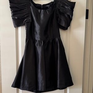 Olivaceous Black Formal Dress with Ruffled Sleeves